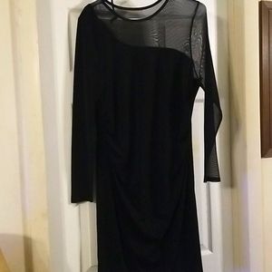 Sheer 1 Sleeve Black Dress